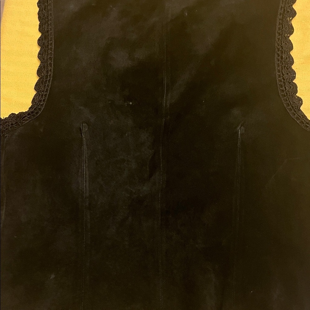 LEATHER Peck & Peck  Black Crochet Accent vest size L - Picture 11 of 13